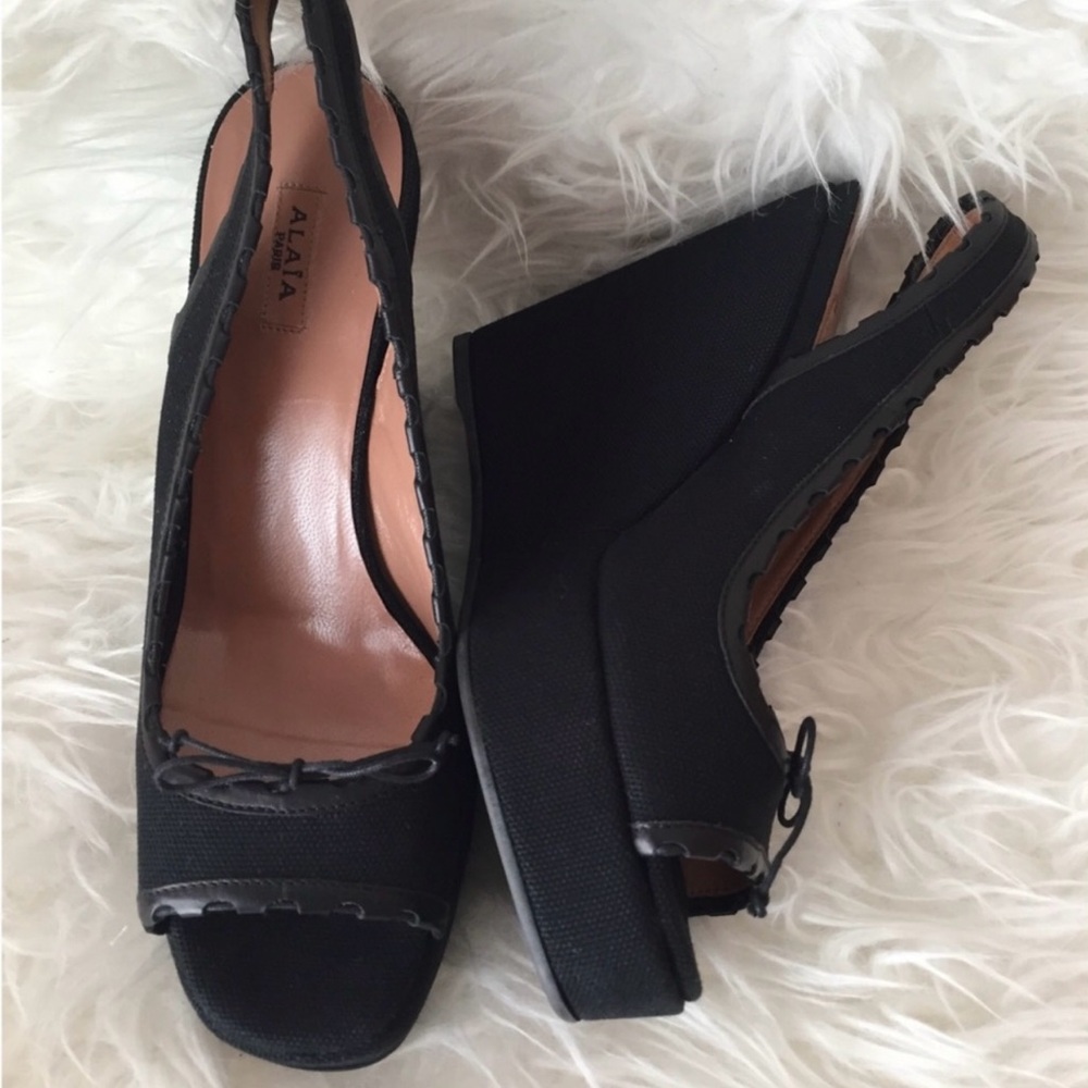 ALAIA PARIS Canvas Wedge Sandals